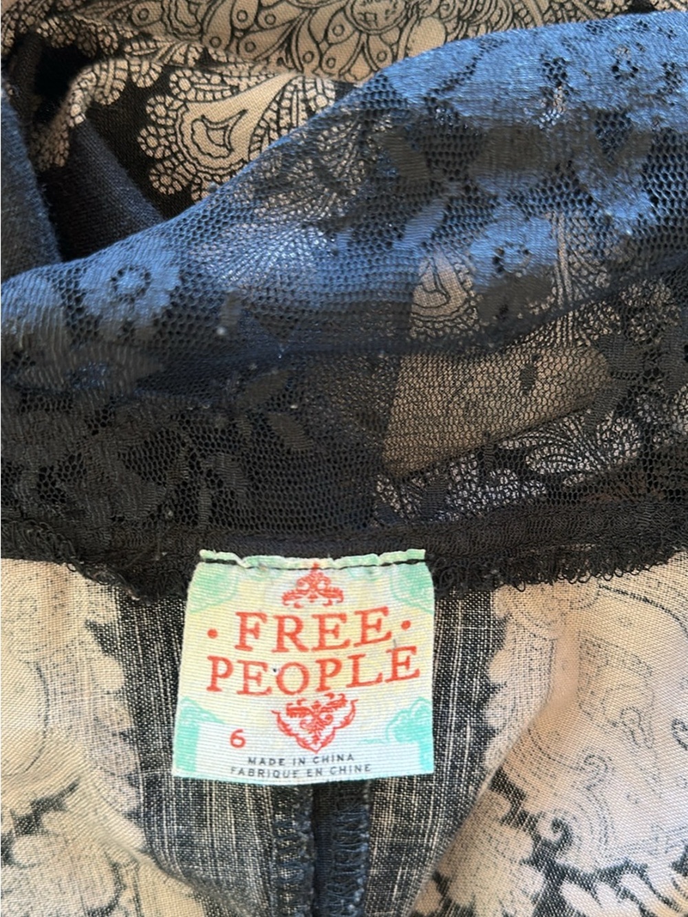 Free People Black Dress with Cream Embroidered Panels - Picture 8 of 9